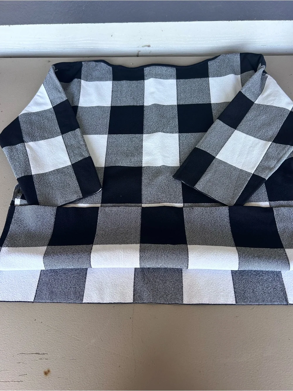 Nordstrom Black and White Check Plaid Knit Top